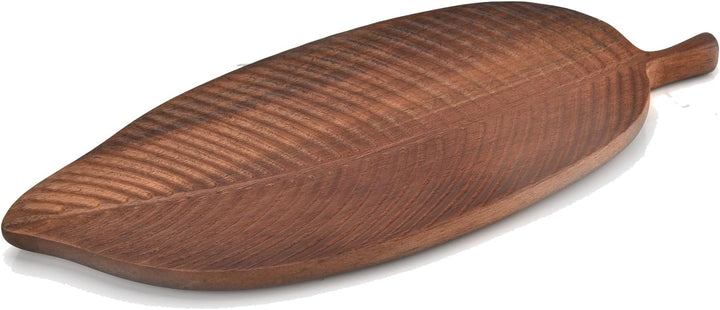 Tava servire decorativa din lemn de acacia 38 x 15 x 1,5 cm, model frunza