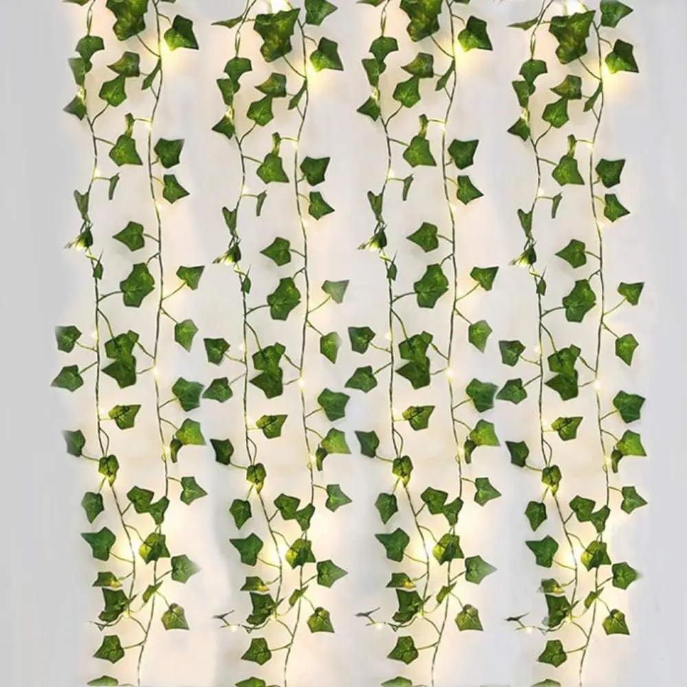 Set 4 ghirlande iedera artificiala 2 m, 20 LED, verde