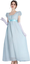 Rochie cosplay de epocă CR ROLECOS, talie înaltă, croială evazată, albastru deschis
