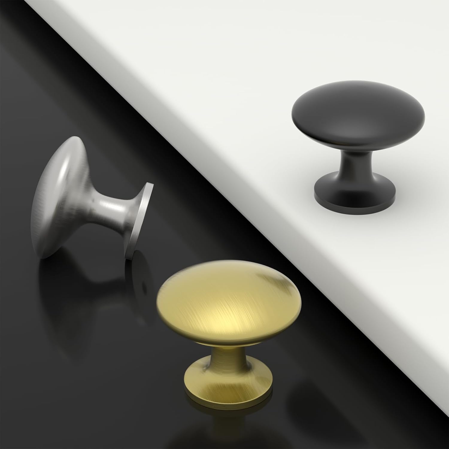 Set 20 butoni mobilier rotunzi, aliaj de zinc, 28 mm, cu șuruburi montaj incluse, negru