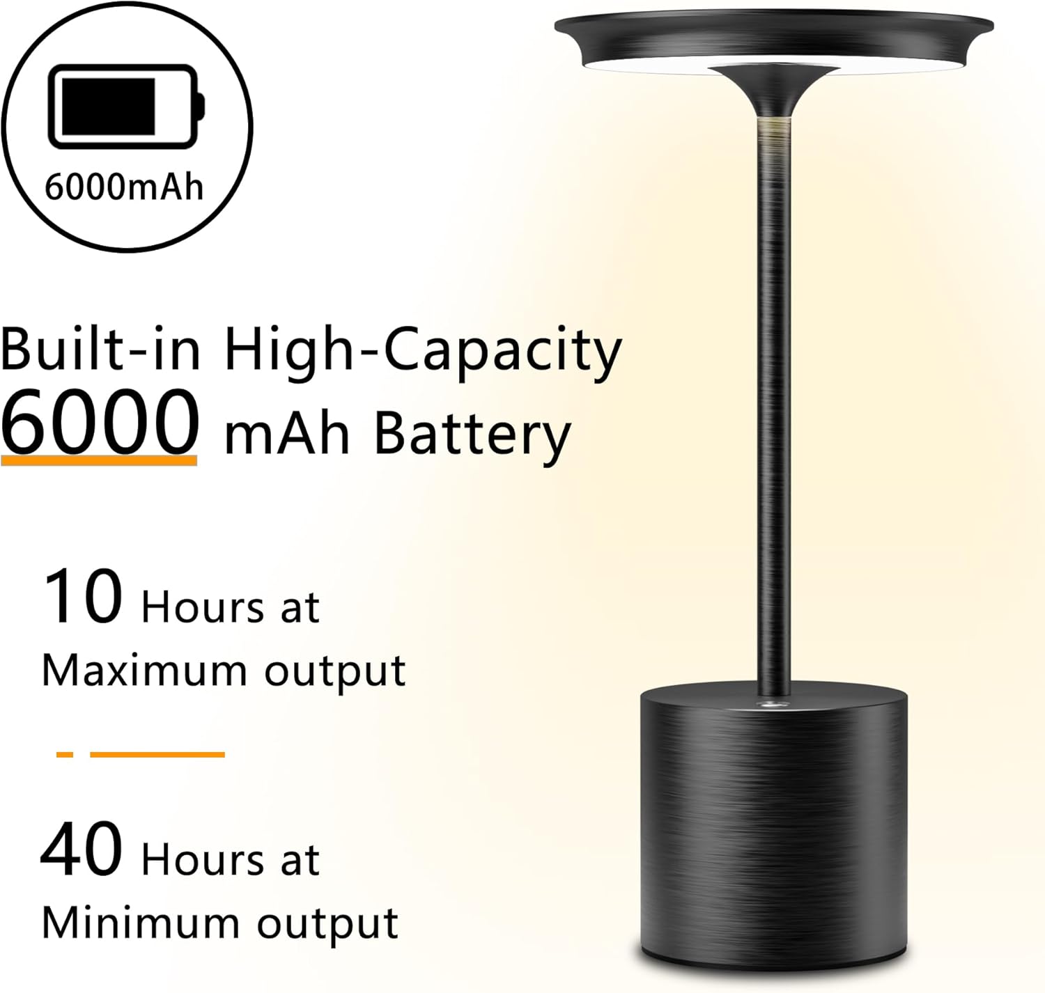 Set 2 lămpi LED de masă, 3 temperaturi de culoare, intensitate reglabilă, baterie 6000 mAh, IP54, negre