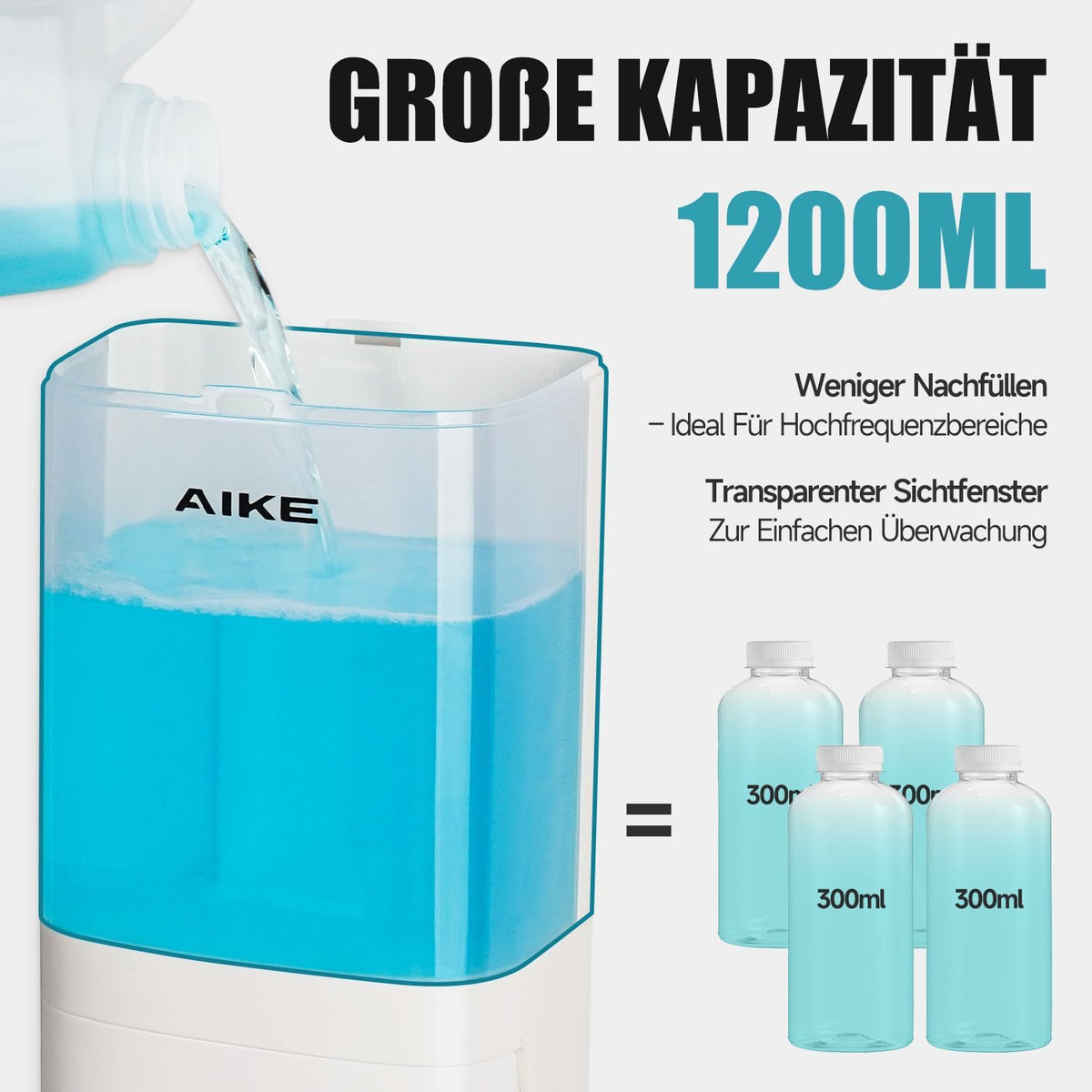 Dozator sapun spuma 1200 ml, ABS, montaj pe perete, buton manual si fereastra transparent