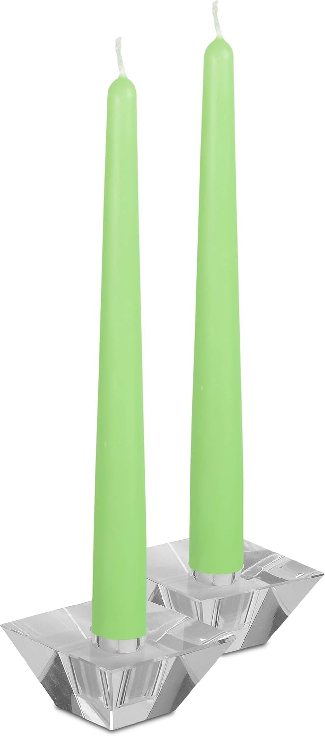 Set 12 lumânări conice pentru masă, 35,6 cm, ceară de parafină, fără parfum, verde țelină