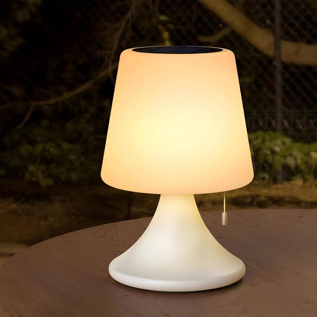 Lampa de masa LED pentru exterior cu telecomanda, reincarcabila solar si USB, 8 culori, reglabila, IP44