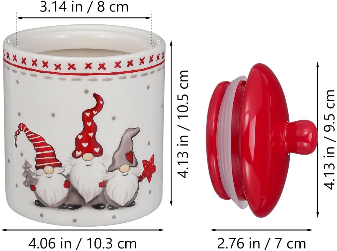 Set 2 borcane ceramice pentru biscuiți, cu capac, 14 x 10,2 x 10,2 cm, model de Crăciun