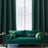 Set 2 draperii catifelate cu inele, 140 x 290 cm, opace, verde închis