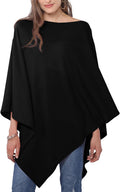 DiaryLook Cashmere Feeling Knitted Poncho Women's Elegant Long Cape Women's Poncho for Women Soft Buttons Lightweight Wrap Scarf Cardigan for Spring Summer Winter Gift for Women
