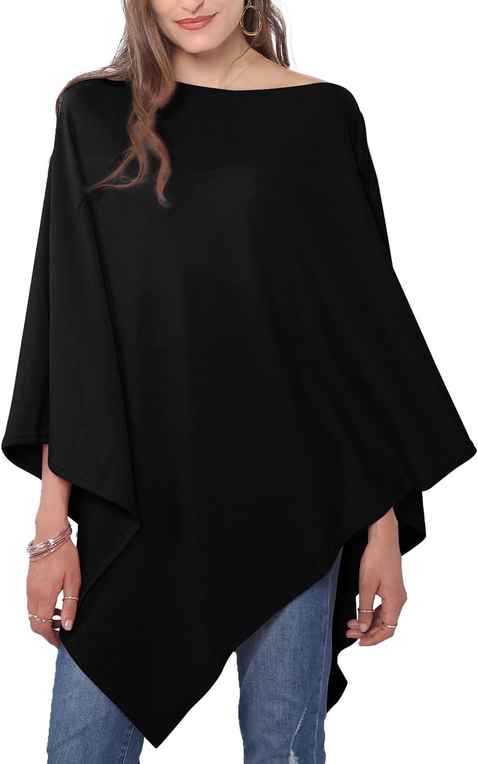 DiaryLook Cashmere Feeling Knitted Poncho Women's Elegant Long Cape Women's Poncho for Women Soft Buttons Lightweight Wrap Scarf Cardigan for Spring Summer Winter Gift for Women