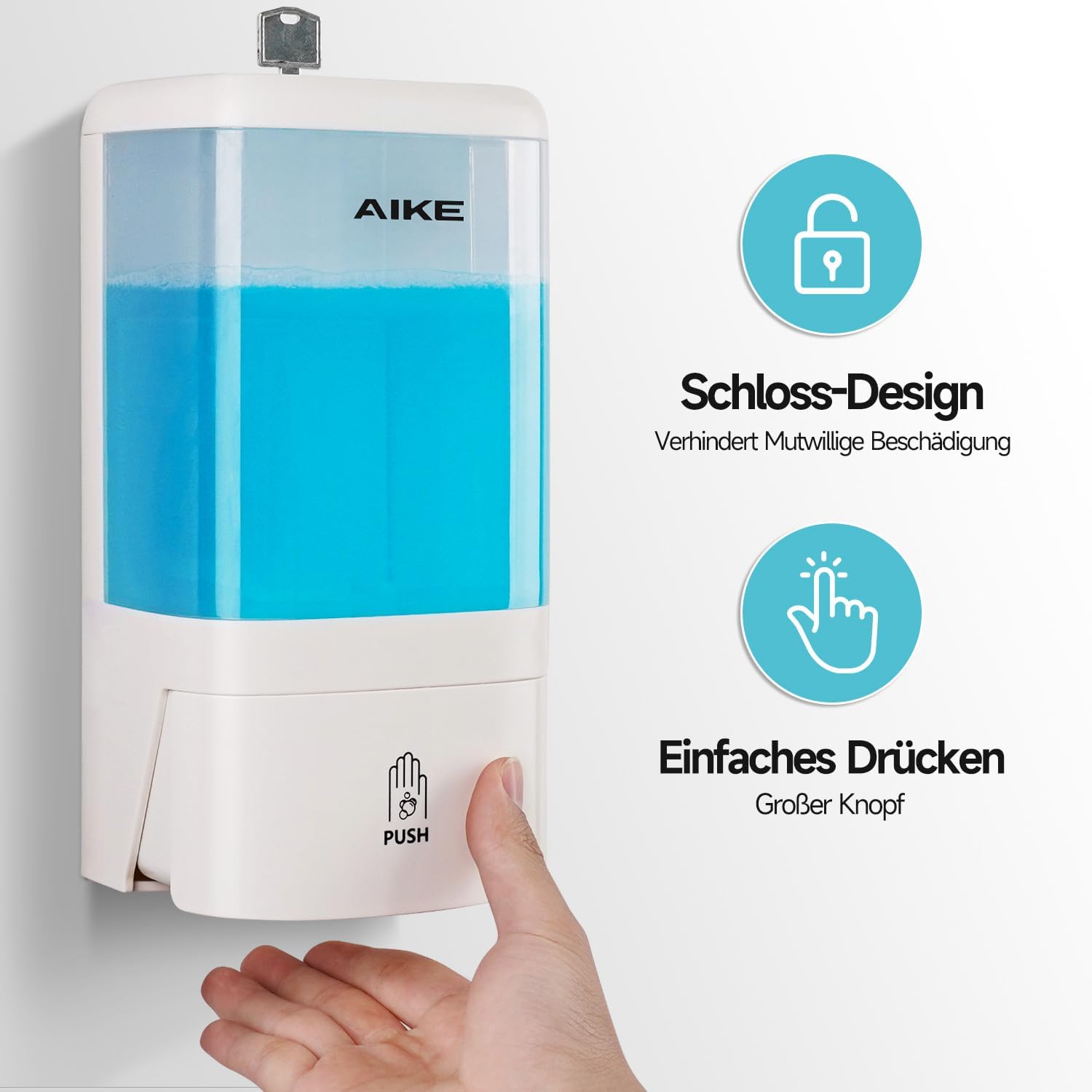 Dozator sapun spuma 1200 ml, ABS, montaj pe perete, buton manual si fereastra transparent