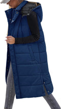 Tuopuda Women's Long Vest with Hood Autumn Winter Quilted Vest Warm Long Vest Transition Vest with Zippers Hooded Vest Down Vest Winter Jacket Vest Sleeveless Jacket