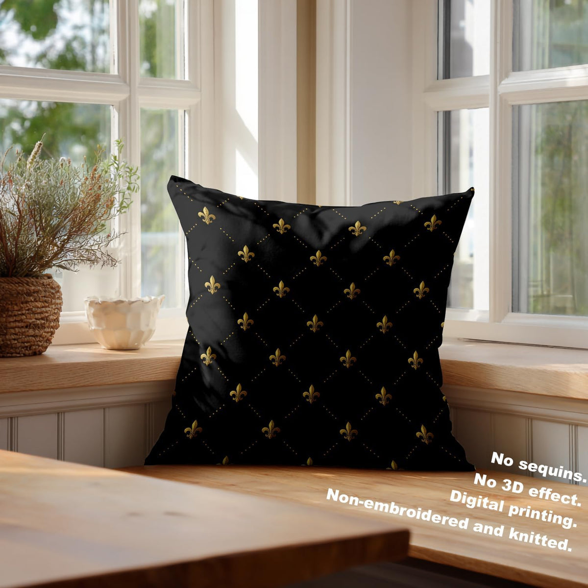 Set 2 fețe de pernă decorative, 55 x 55 cm, fermoar ascuns, negru