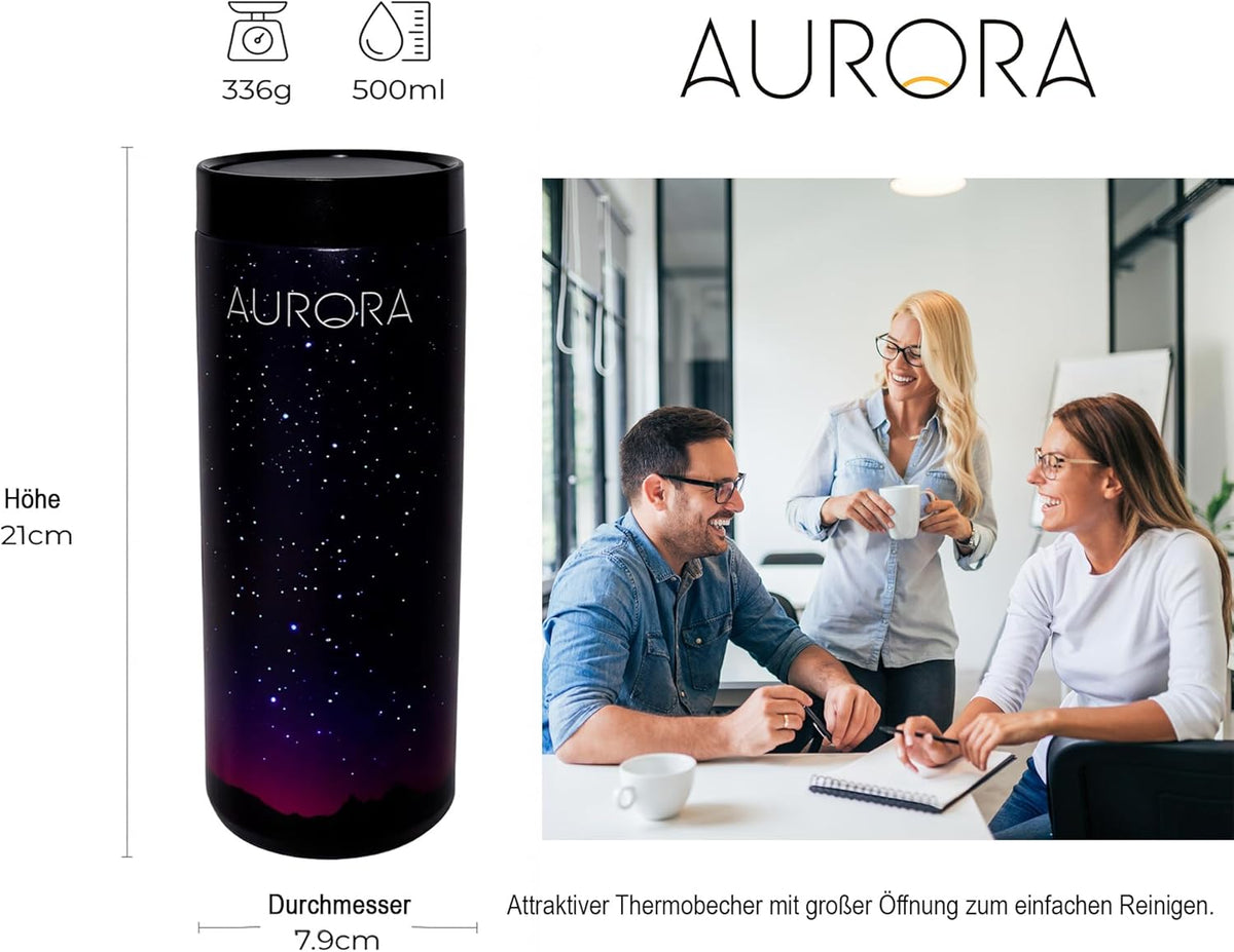 Cana termica 500 ml din inox, deschidere 360° si etansa, albastru