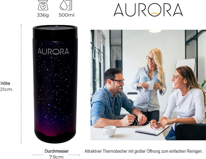 Cana termica 500 ml din inox, deschidere 360° si etansa, albastru