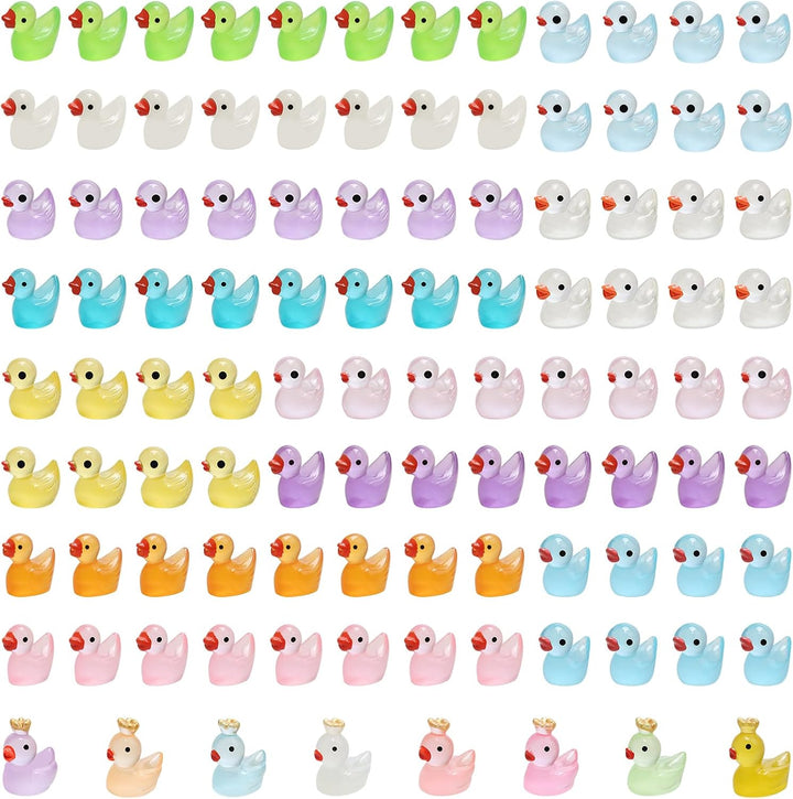 Set 104 figurine mini rațe din rășină, fosforescente, 20 culori, 1,5 x 1,7 cm, pentru decor acvariu și grădină miniaturală