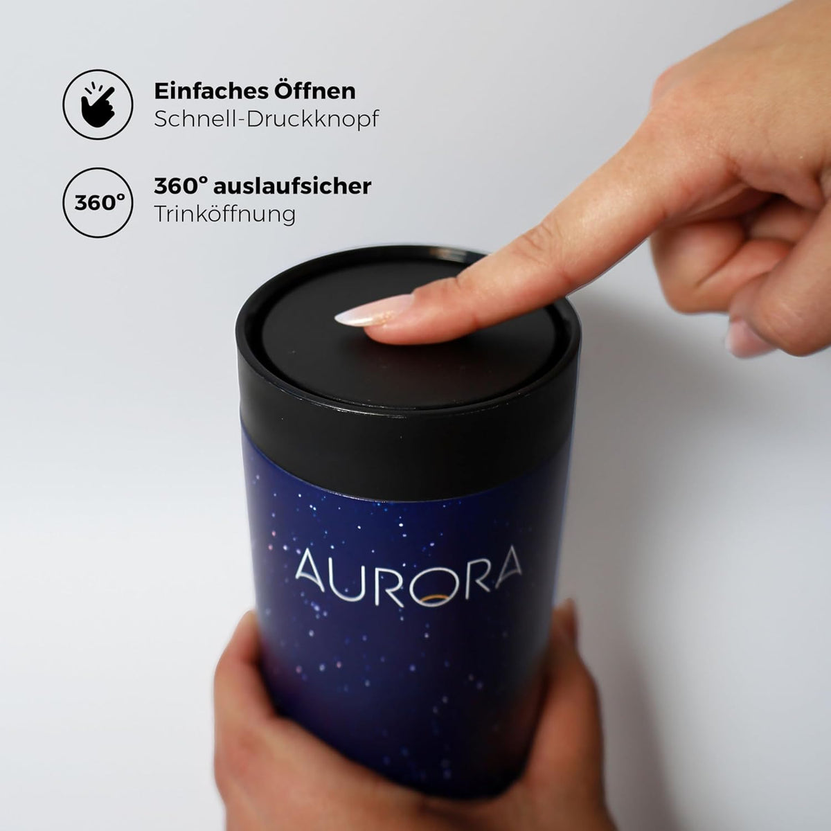 Cana termica 500 ml din inox, deschidere 360° si etansa, albastru