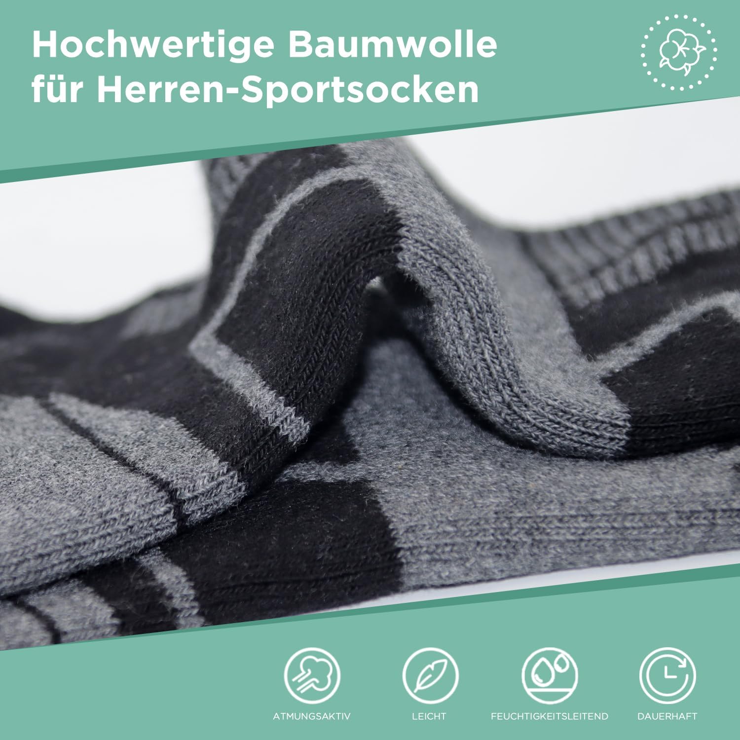Set 8 sosete sport barbati din bumbac, scurte, talpa captusita si antiderapante, negru cu gri, 47-50