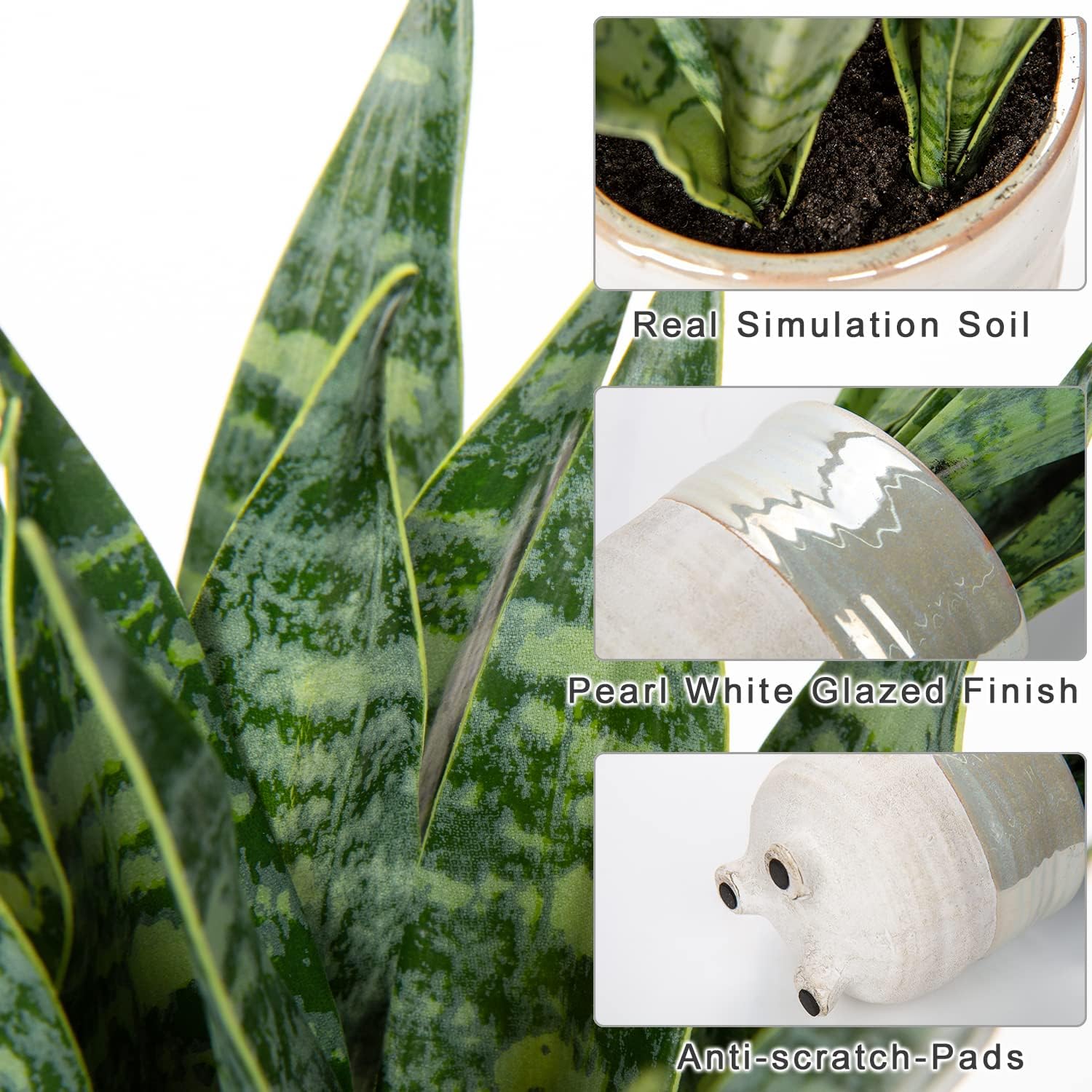 Plantă artificială Sansevieria în ghiveci ceramic, 31 cm, pentru interior și exterior