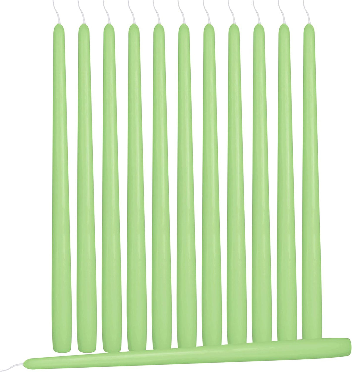 Set 12 lumânări conice pentru masă, 35,6 cm, ceară de parafină, fără parfum, verde țelină