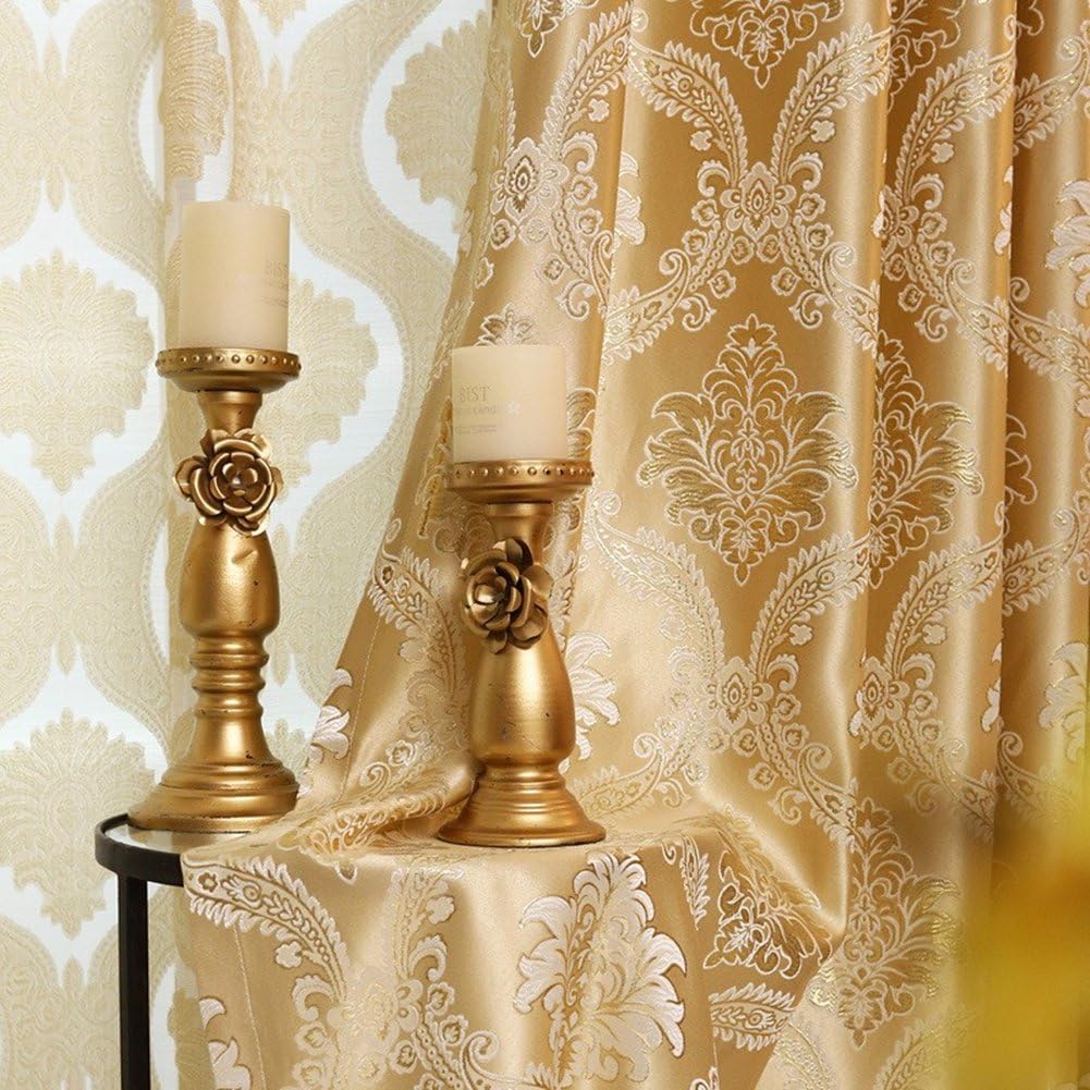 Set 2 draperii jacquard, filtrare lumină 60%, lavabile la mașină, 230 x 140 cm, aurii