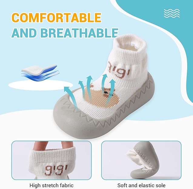 Pantofi tip șosetă pentru bebeluși, talpă moale din cauciuc, antiderapanți și respirabili, slip-on, unisex, 12-18 luni