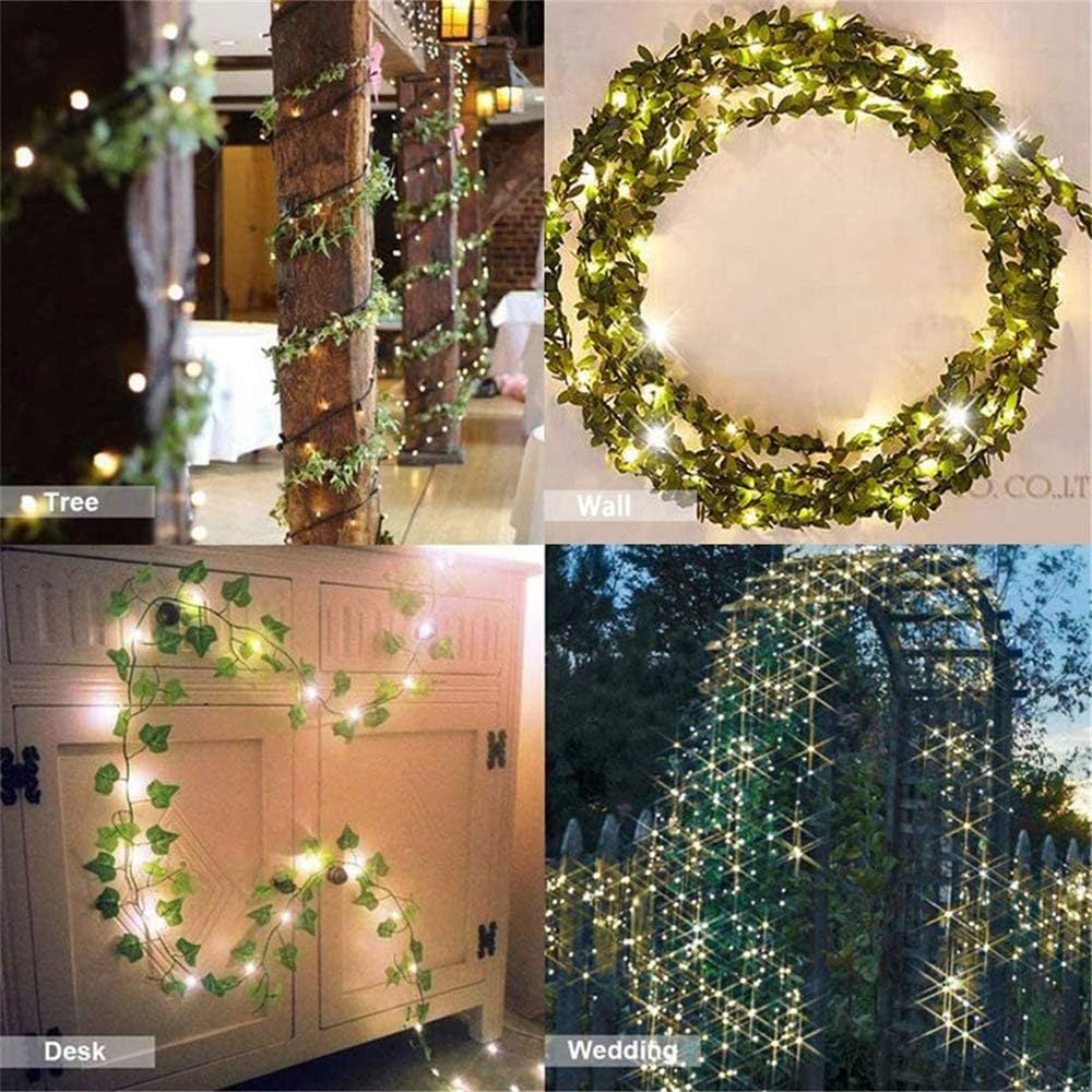 Set 4 ghirlande iedera artificiala 2 m, 20 LED, verde
