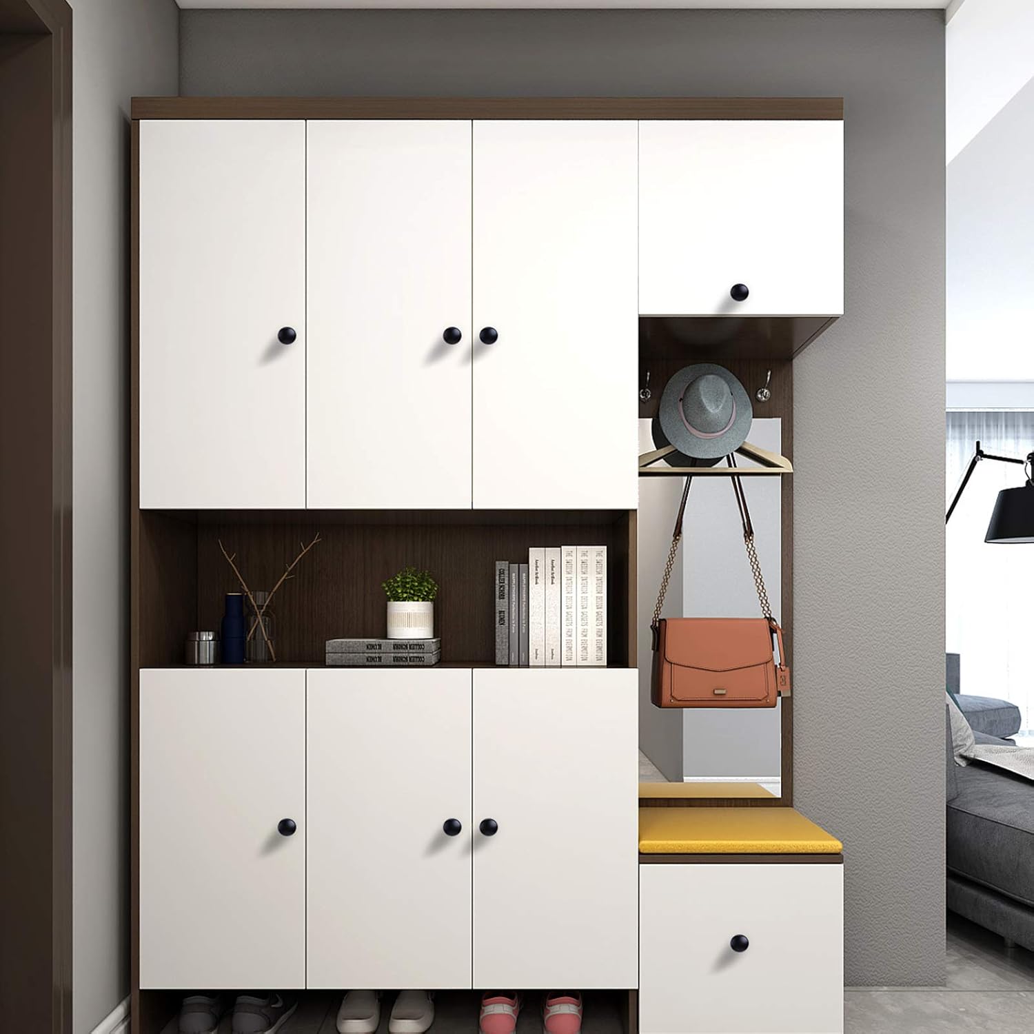 Set 20 butoni mobilier rotunzi, aliaj de zinc, 28 mm, cu șuruburi montaj incluse, negru