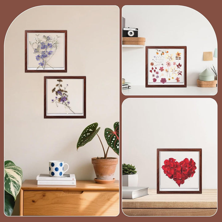 Set 2 rame foto 3D pătrate 22 x 22 cm, lemn si placă acrilică transparentă, adâncime 4 cm