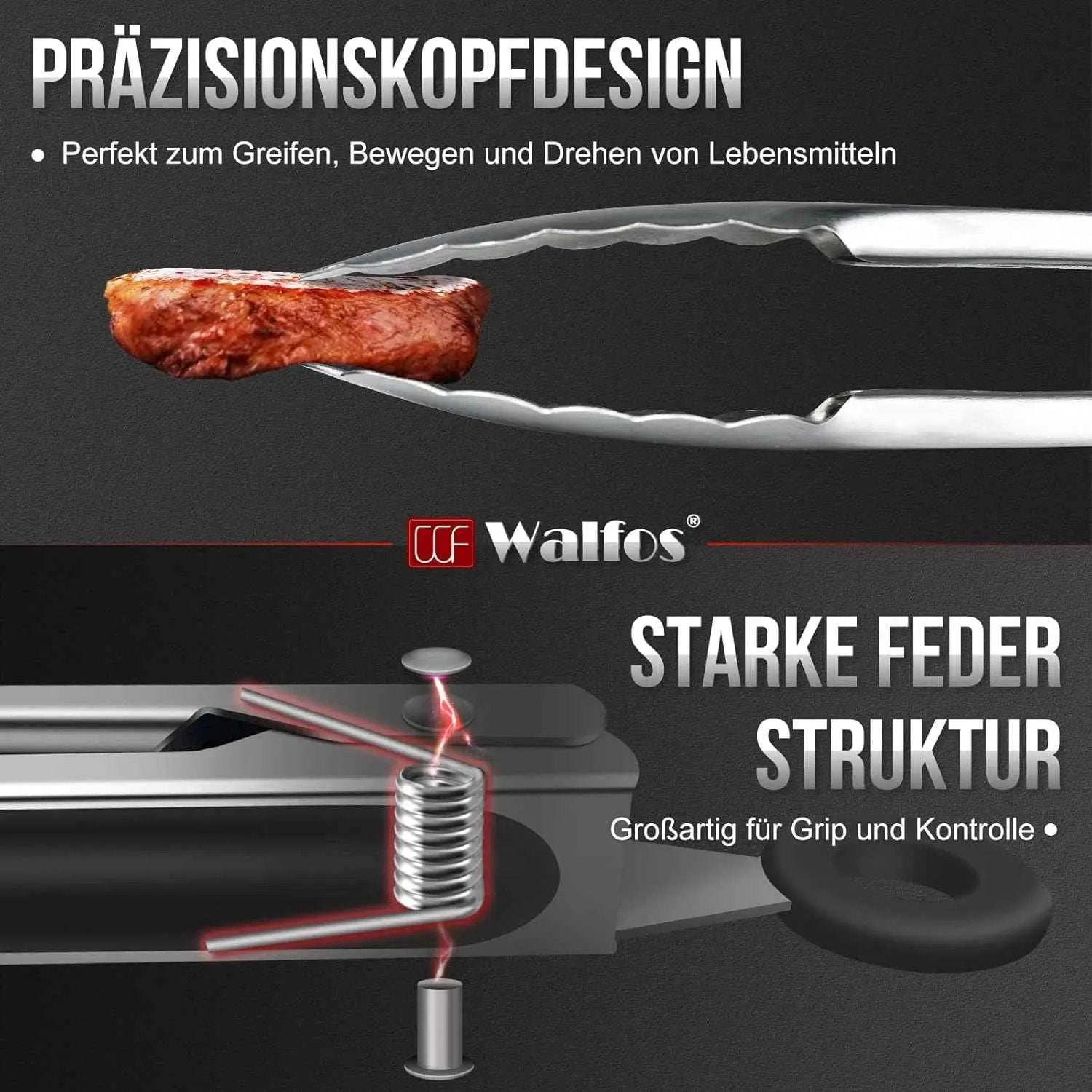 Set 2 clesti bucatarie din inox, 23 cm si 30,5 cm, cu blocare, maner silicon antiderapant