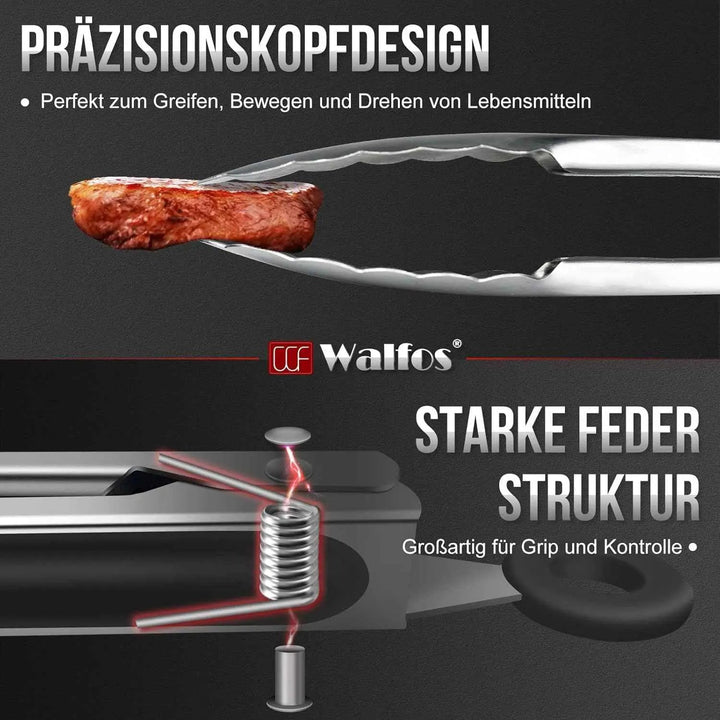 Set 2 clesti bucatarie din inox, 23 cm si 30,5 cm, cu blocare, maner silicon antiderapant
