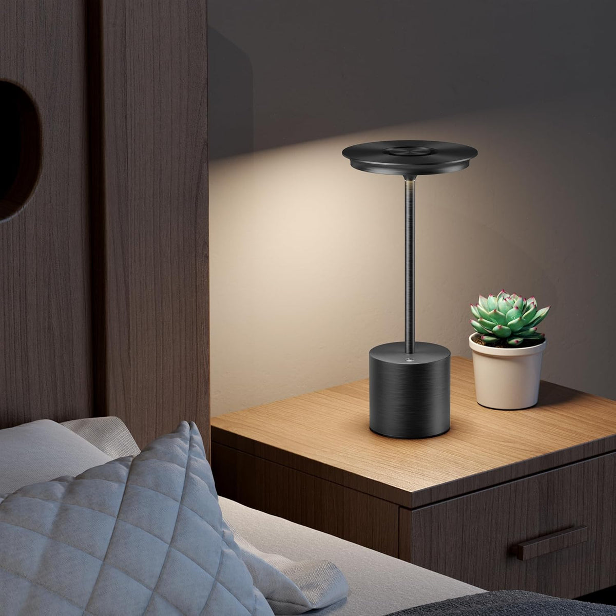 Set 2 lămpi LED de masă, 3 temperaturi de culoare, intensitate reglabilă, baterie 6000 mAh, IP54, negre