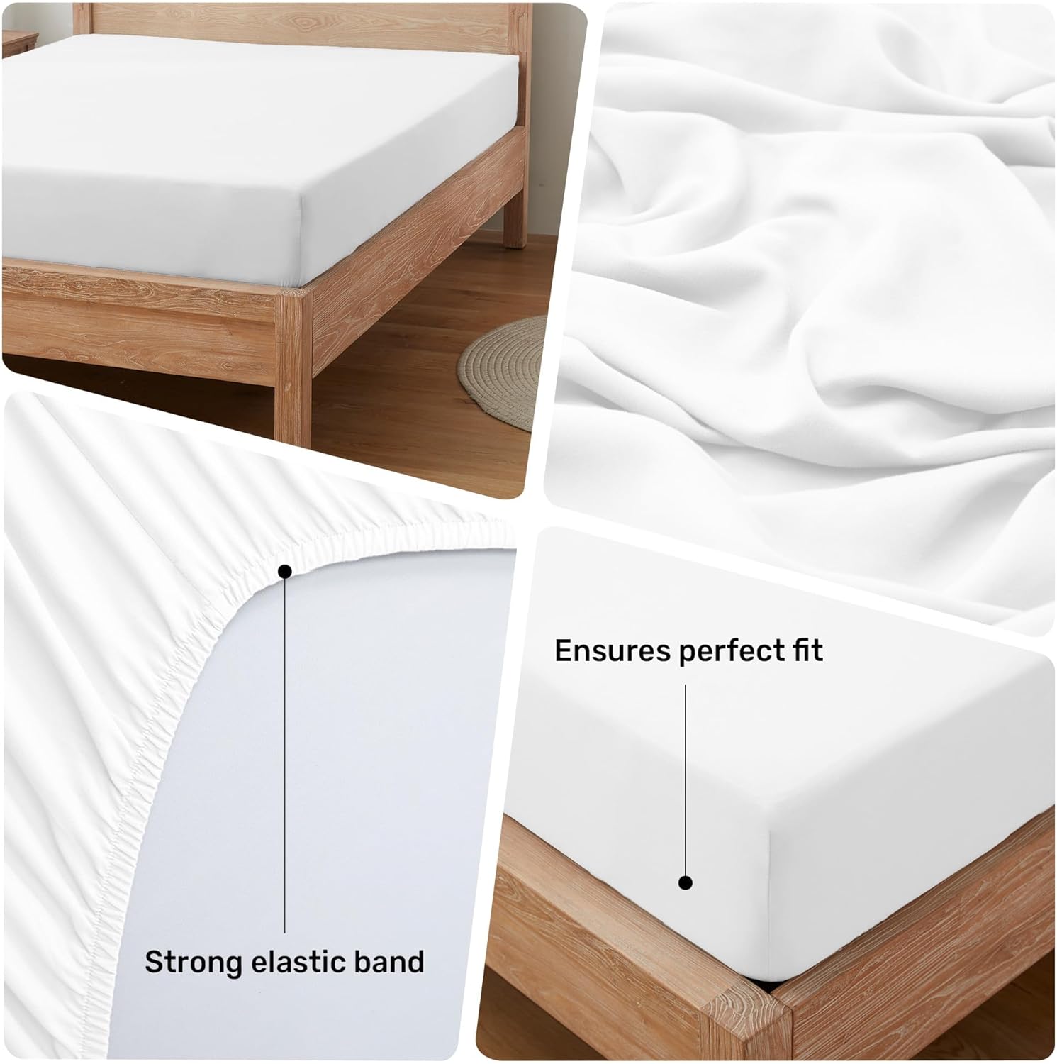 Cearsaf cu elastic din microfibra 90 x 190 cm, pentru saltele de pana la 25 cm, Oeko-Tex Standard 100, alb