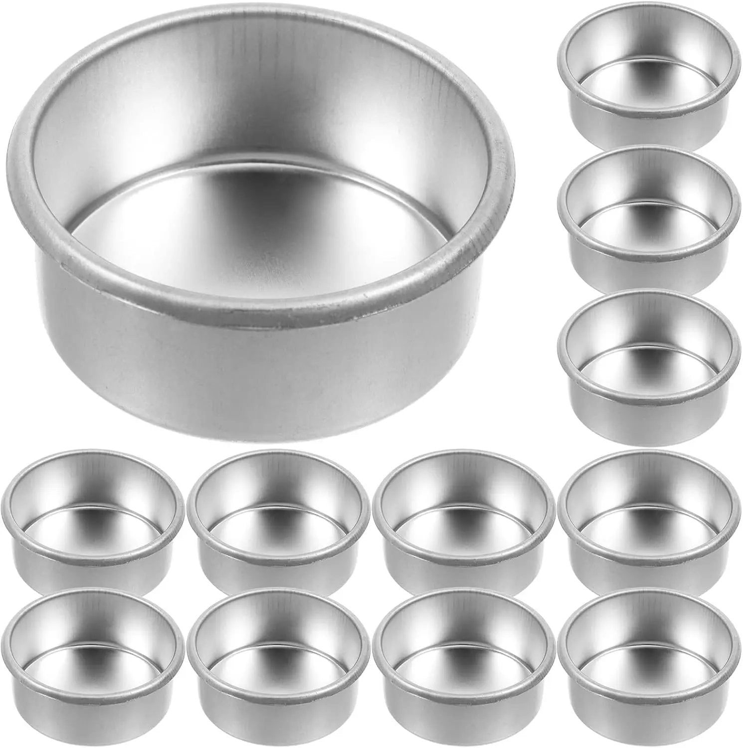 Set 20 suporturi metalice pentru lumânări pastilă, rotunde, model striat, reutilizabile, argintii