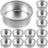 Set 20 suporturi metalice pentru lumânări pastilă, rotunde, model striat, reutilizabile, argintii