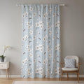 Draperie cu imprimeu floral și albine, 117 x 229 cm, opacă, cu buzunar pentru galerie, albastră