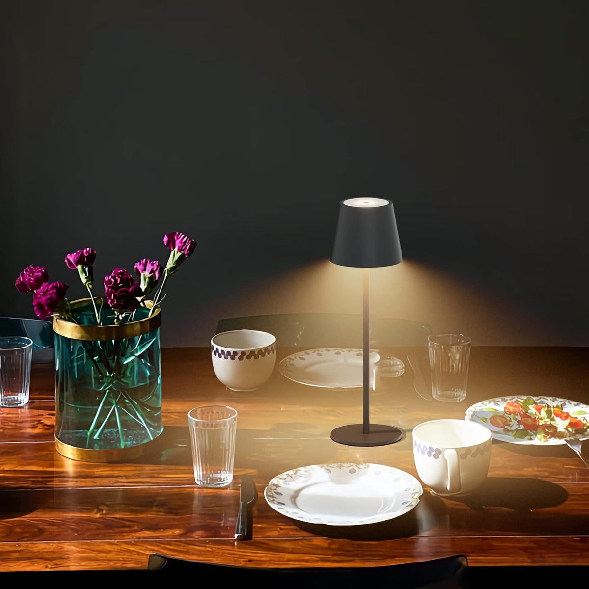 Set 2 lampi de masa LED, lumina alb-calda 3000 K, USB-C, IP54, aluminiu, clasa A