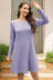Rochie tricotată midi, mânecă lungă, guler rotund, mov, XL