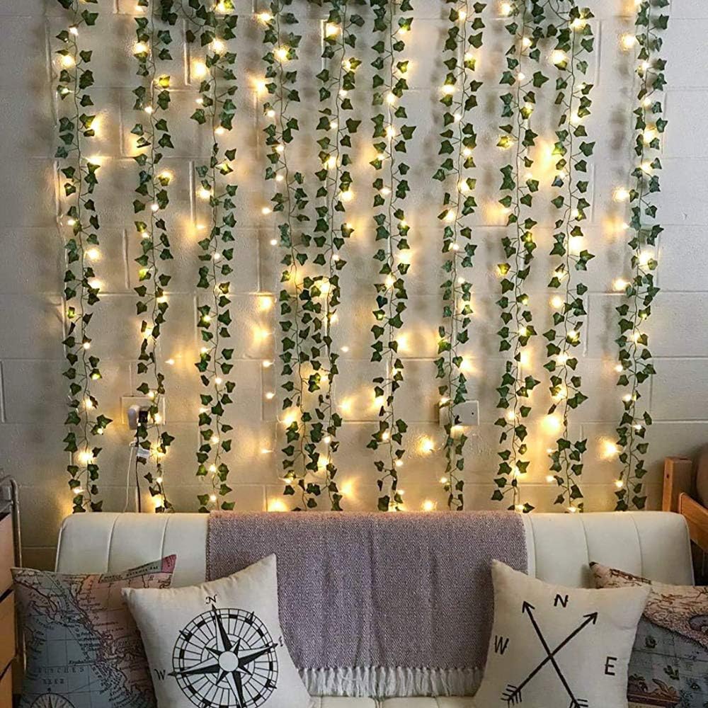 Set 4 ghirlande iedera artificiala 2 m, 20 LED, verde