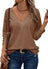 Dokotoo Blouse Women's Elegant Tops Long Sleeve V-Neck Pullover Shirt Spring Women's Blouses Hollow Lace Embroidered Top Shirts Chic Buttons Cuffs Blouses Shirts Plain Tops Camel L, Camel