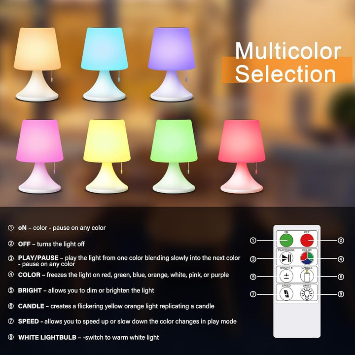Lampa de masa LED pentru exterior cu telecomanda, reincarcabila solar si USB, 8 culori, reglabila, IP44