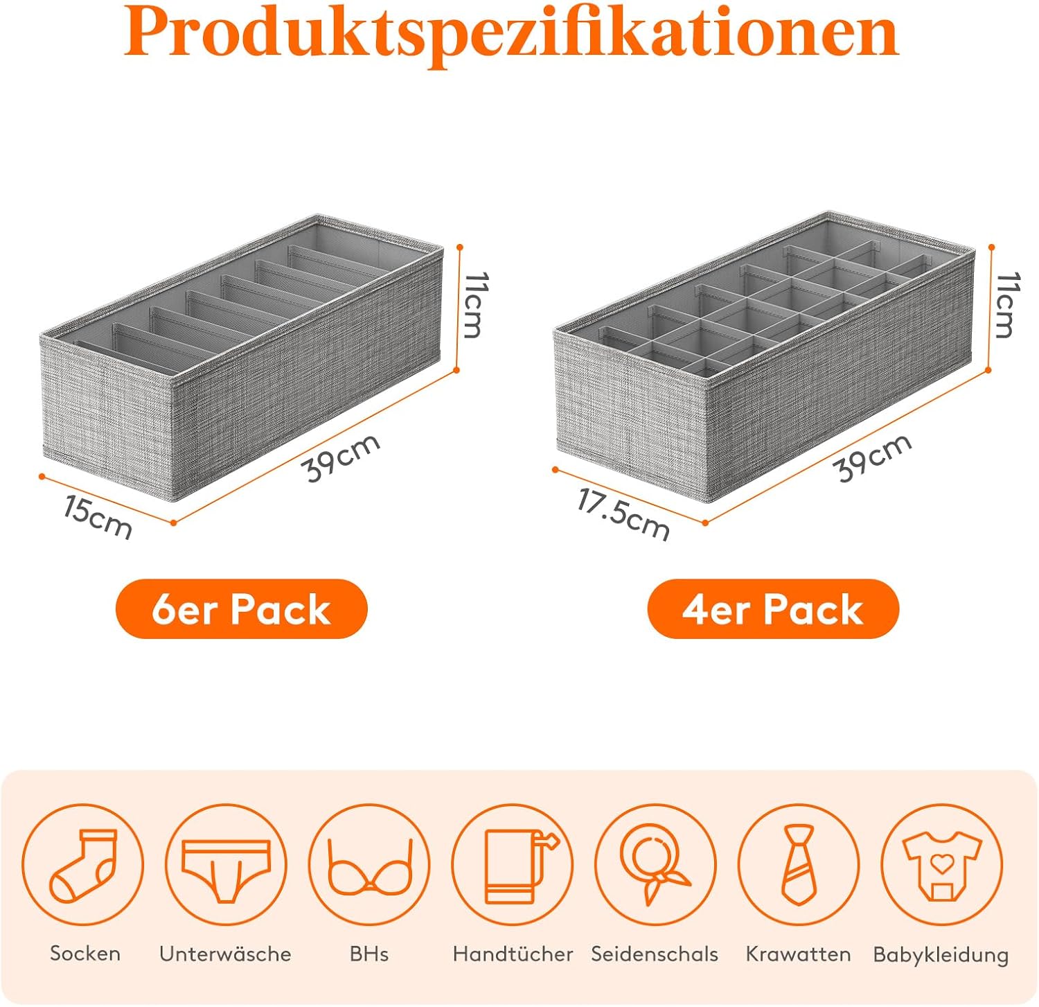 Lifewit 10 Pack Hemnes Organiser with Support Plate for Chest of Drawers in 2 Sizes | Changing Table Wardrobe Organiser, Drawer Organiser System for Changing Supplies Children's Clothing Tshirts Underwear Socks