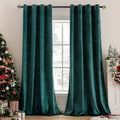 Set 2 draperii catifelate cu inele, 140 x 290 cm, opace, verde închis
