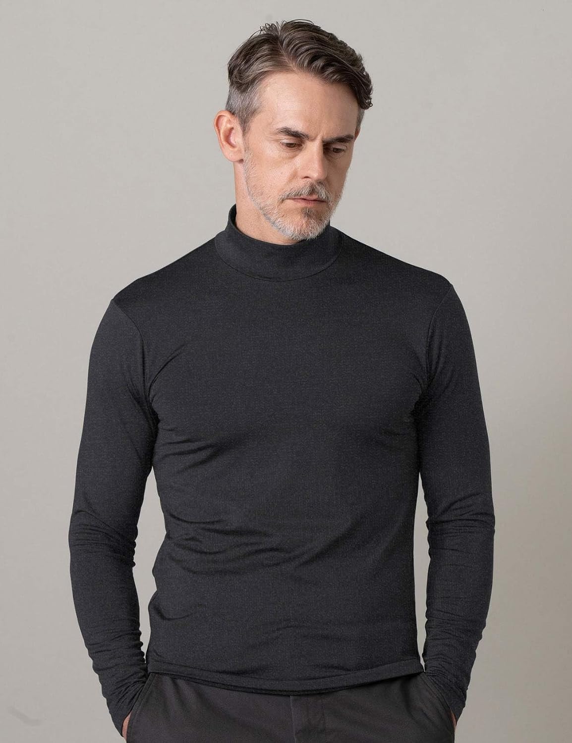 LAPASA Men's Stand-Up Collar Thermal Undershirt, Inner Fleece Thermal Underwear, Long-Sleeved Thermal Shirt, Functional Underwear Top (M102 Warm/M123 Warmer/M132 Extra Warm)