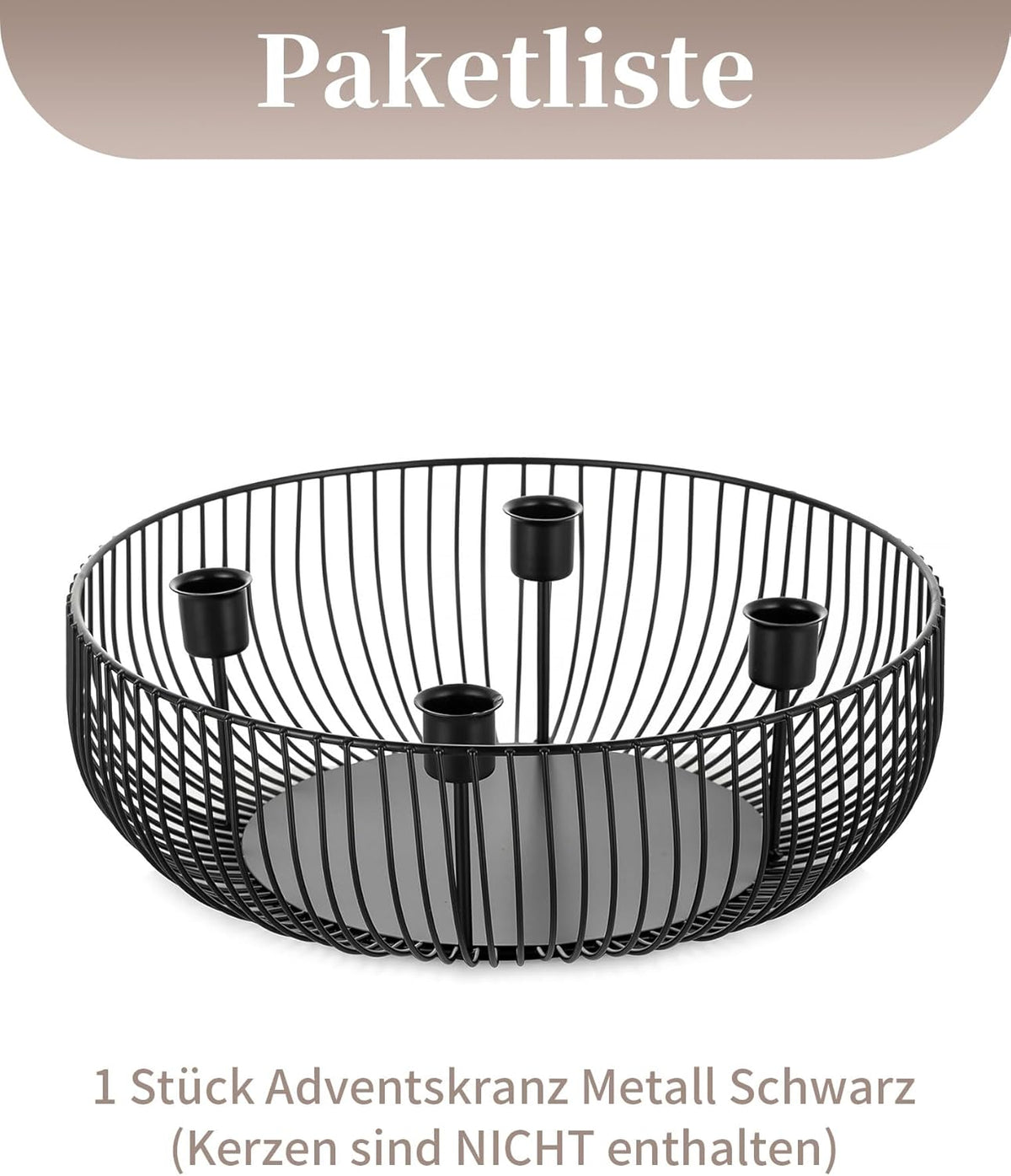 Suport pentru 4 lumânări conice, metal, 30 x 10 cm, suport tip bol, negru