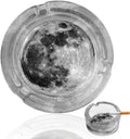 Scrumieră pentru țigări din sticlă transparentă, 8,5 x 8,5 x 3,5 cm, rotundă, 3 caneluri, antiderapantă