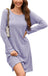 Rochie tricotată midi, mânecă lungă, guler rotund, mov, XL