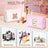 Geanta cosmetice voiaj, piele PU, 21 x 9 x 12 cm, cu litera monograma, roz