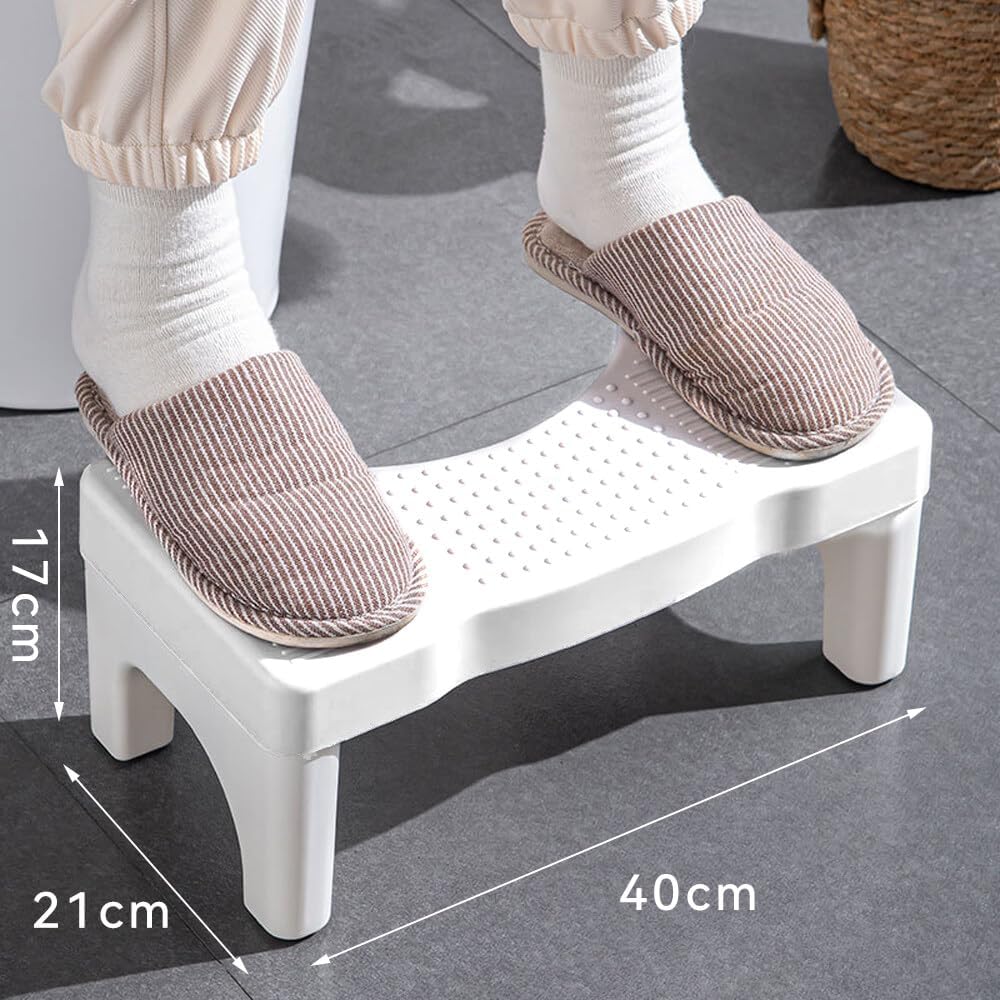 Taburet pentru toaleta, ABS, 40 x 21 x 17 cm, antiderapant, alb