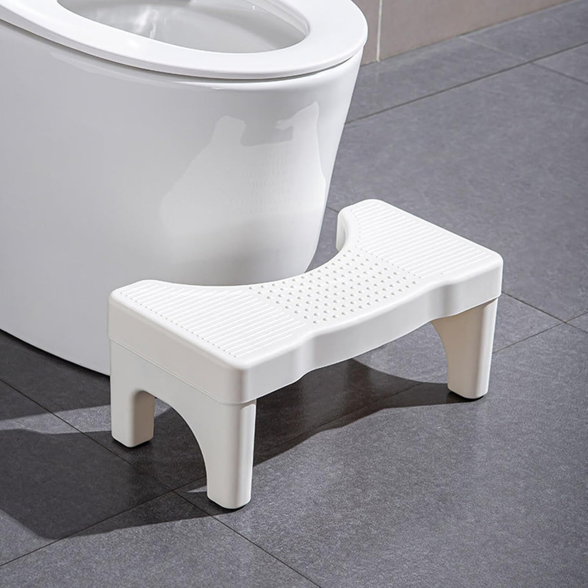 Taburet pentru toaleta, ABS, 40 x 21 x 17 cm, antiderapant, alb