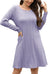Rochie tricotată midi, mânecă lungă, guler rotund, mov, XL