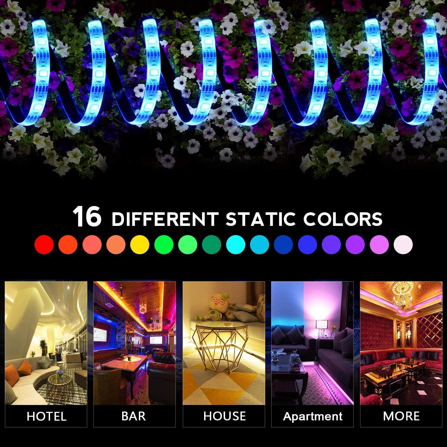 Set 2 benzi LED RGB, 2 x 2 m, 120 LED, IP65, cu baterii